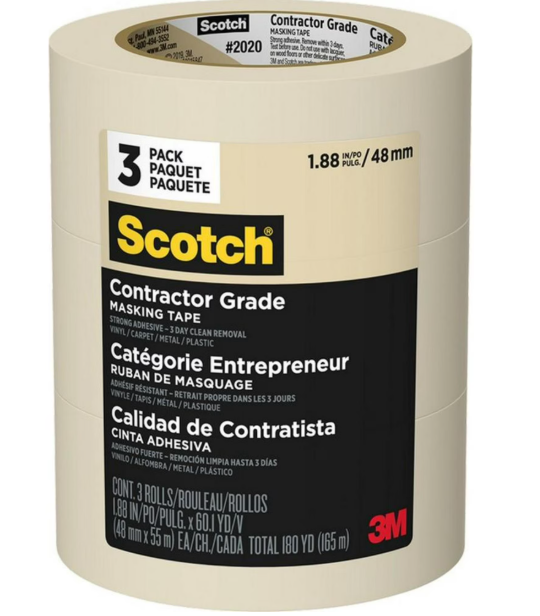 3M scotch 2" CONTRACTOR GRADE Masking Tape 3 pk (48mm)